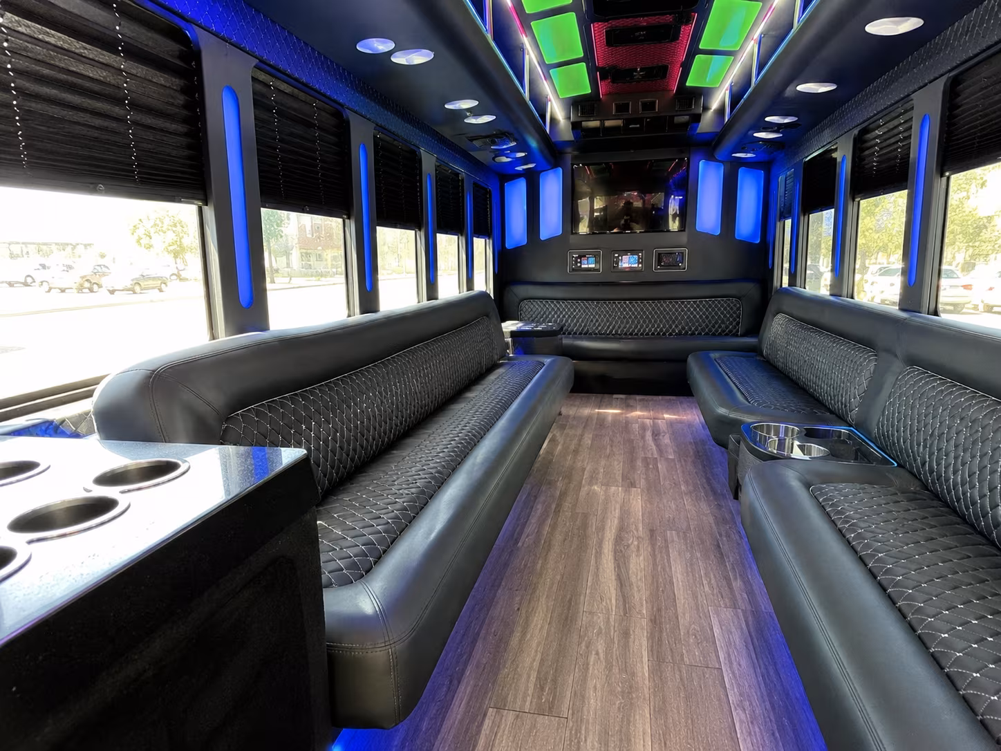 clovis 15 passenger party bus inside