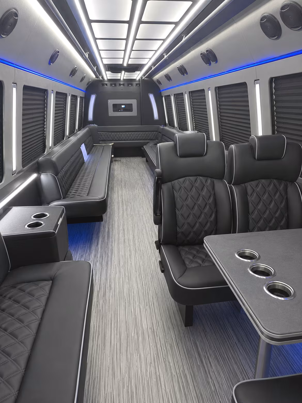 clovis 25 passenger party bus inside