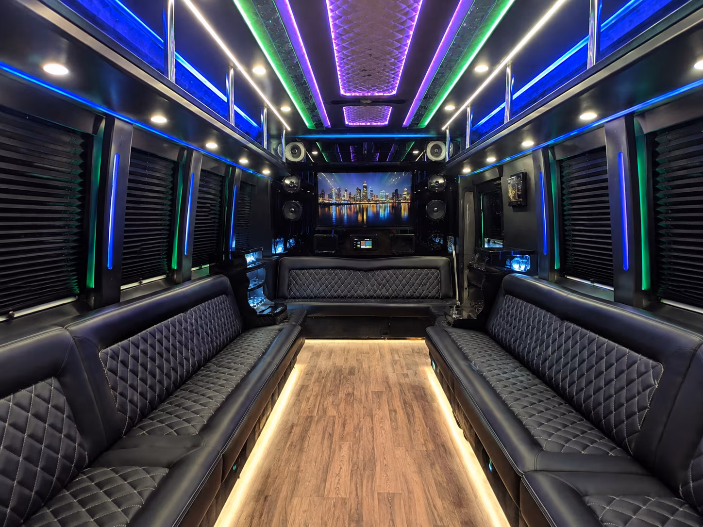 clovis 25 passenger party bus interior