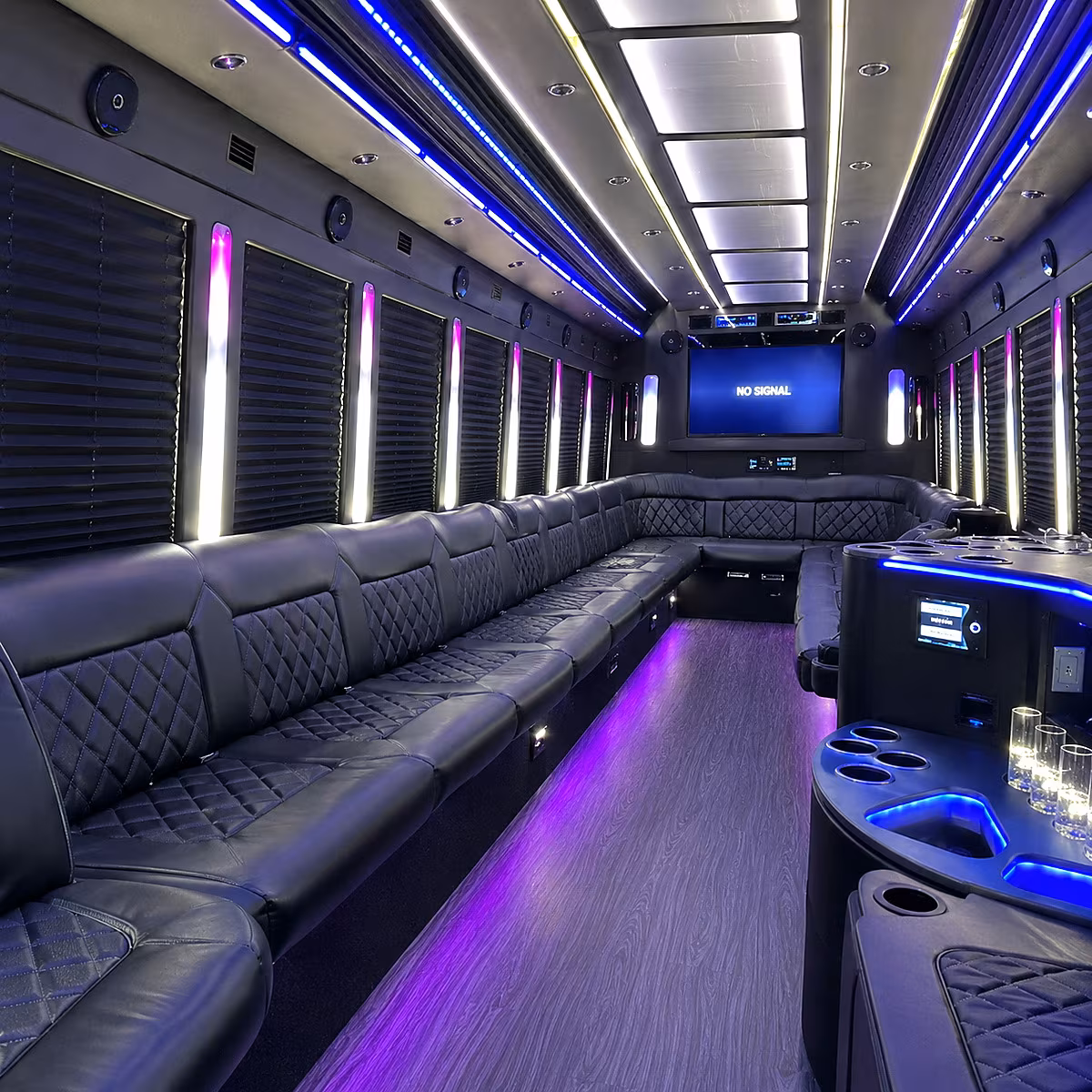 clovis 30 passenger party bus inside