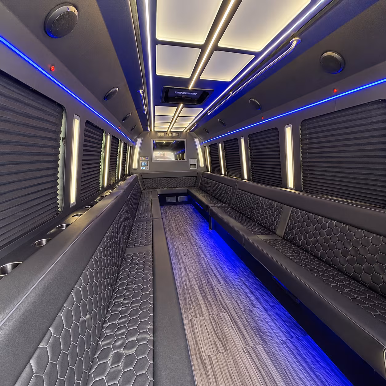 clovis 30 passenger party bus interior