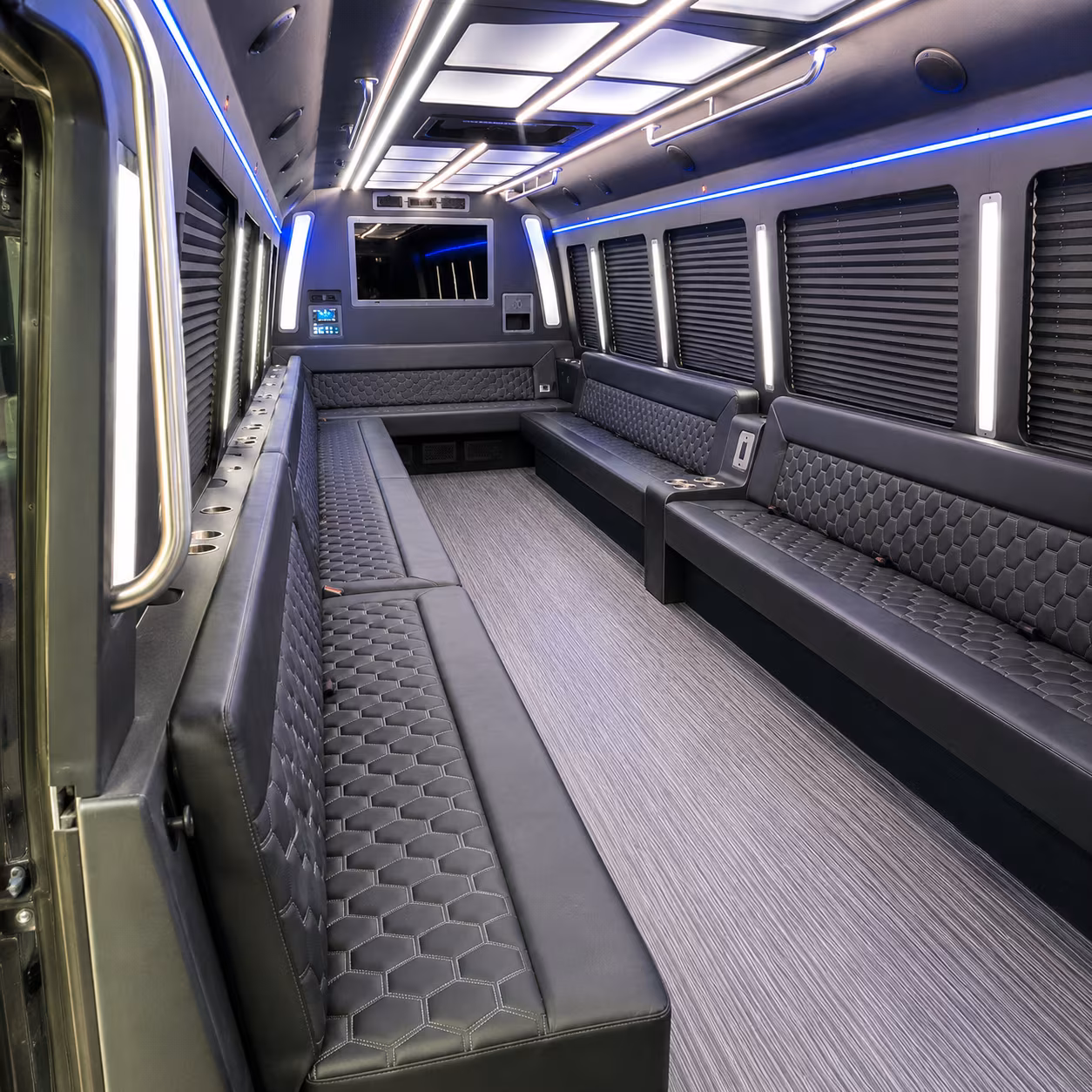 clovis 40 passenger party bus interior