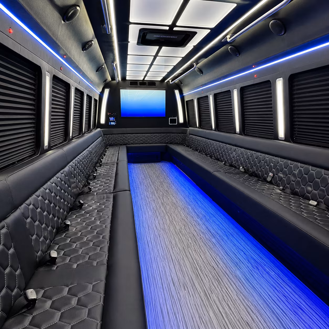 clovis 50 passenger party bus inside