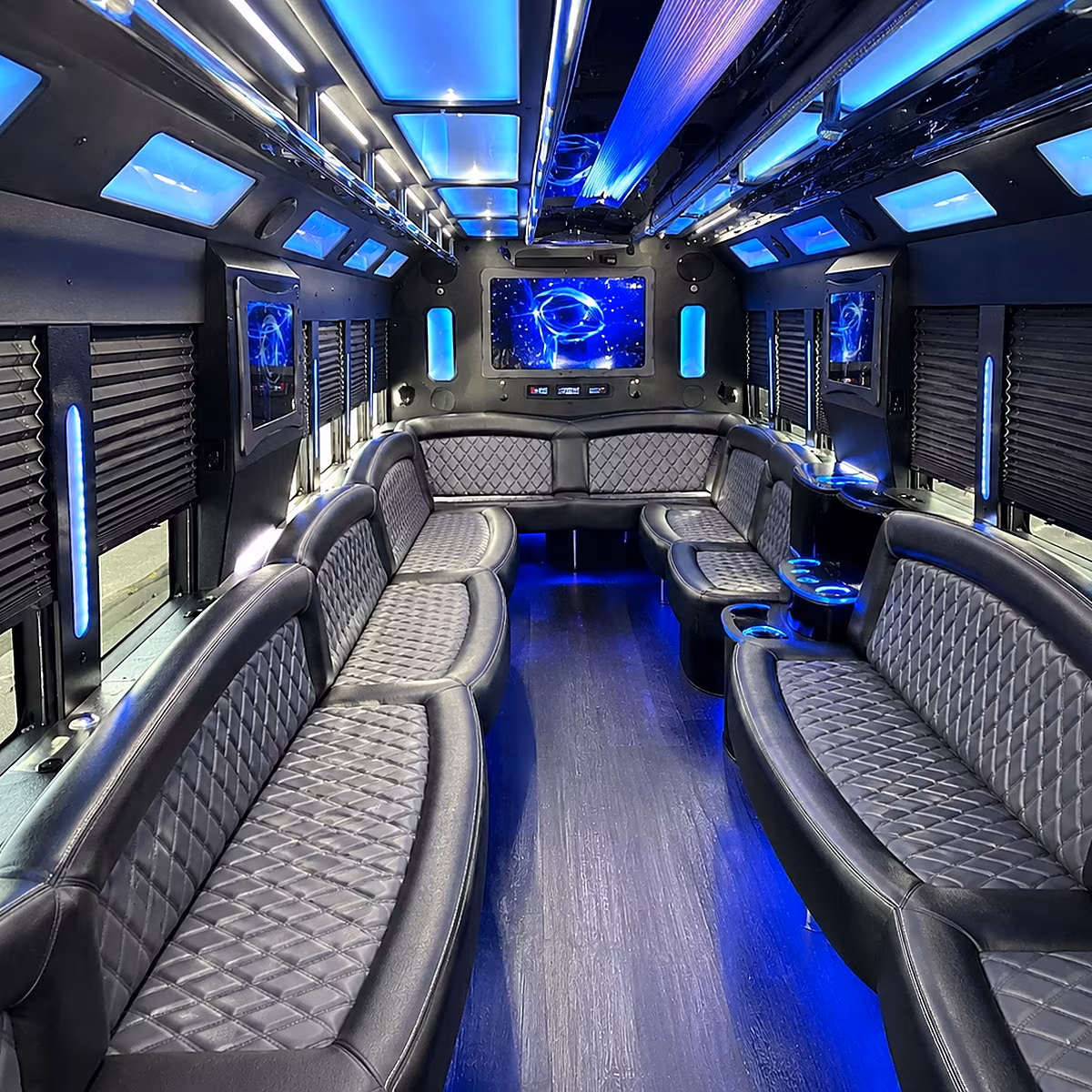 clovis 50 passenger party bus interior